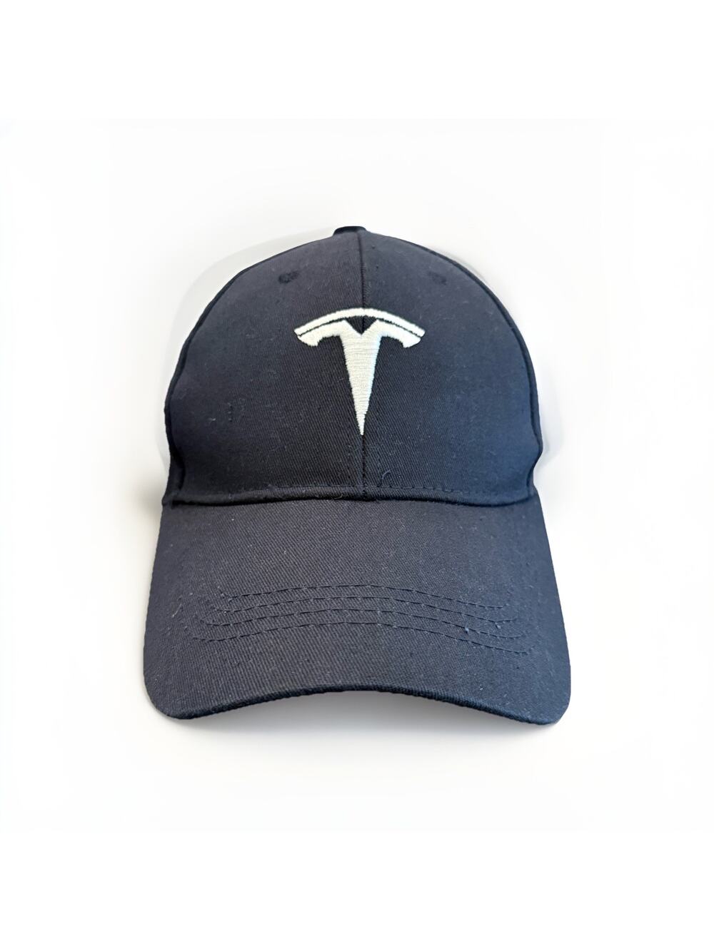 Tesla Mens Black Embroidered Logo Adjustable Strapback Hat Baseball Cap